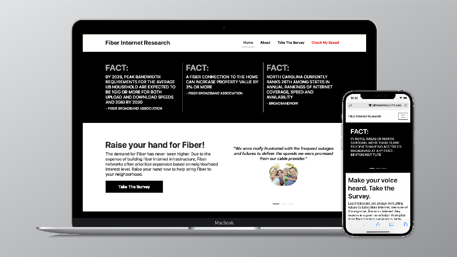 Fiber Internet Research website laptop mockup