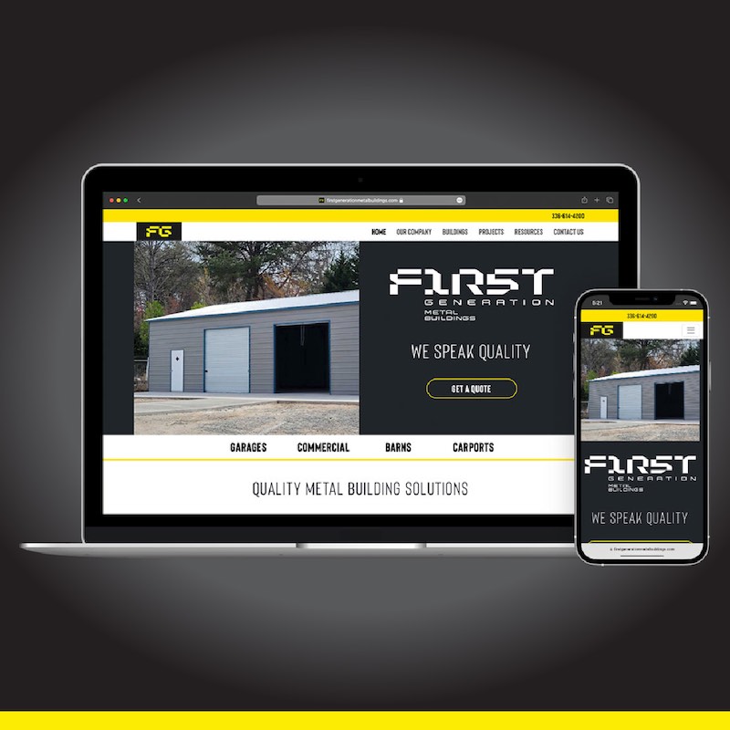 First Generation Metal Buildings website design poster image