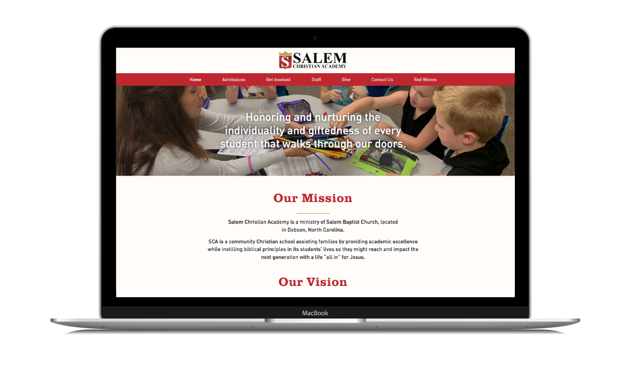 Salem Christian Academy website mockup