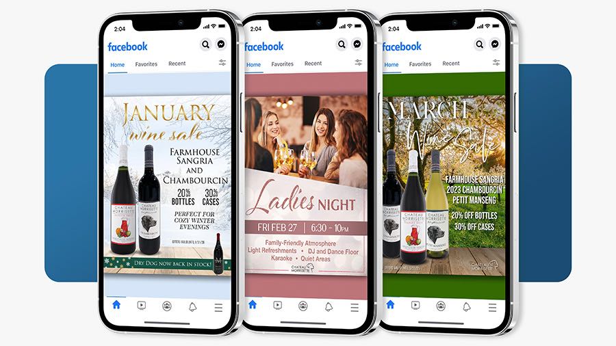 Chateau Morrisette Winery social media ad graphics