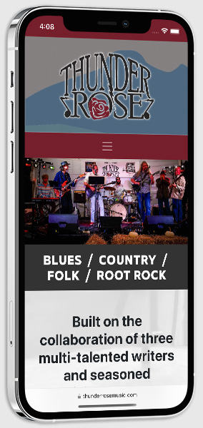 Thunder Rose Music website smartphone mockup
