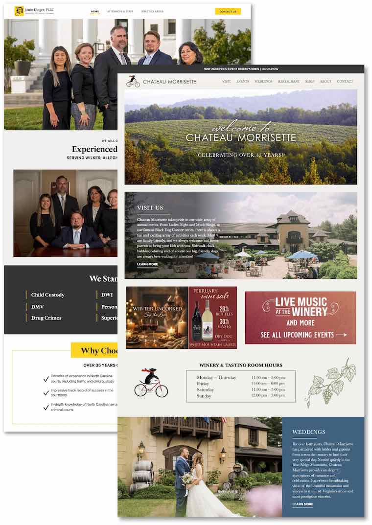 Web design services for advertising and marketing